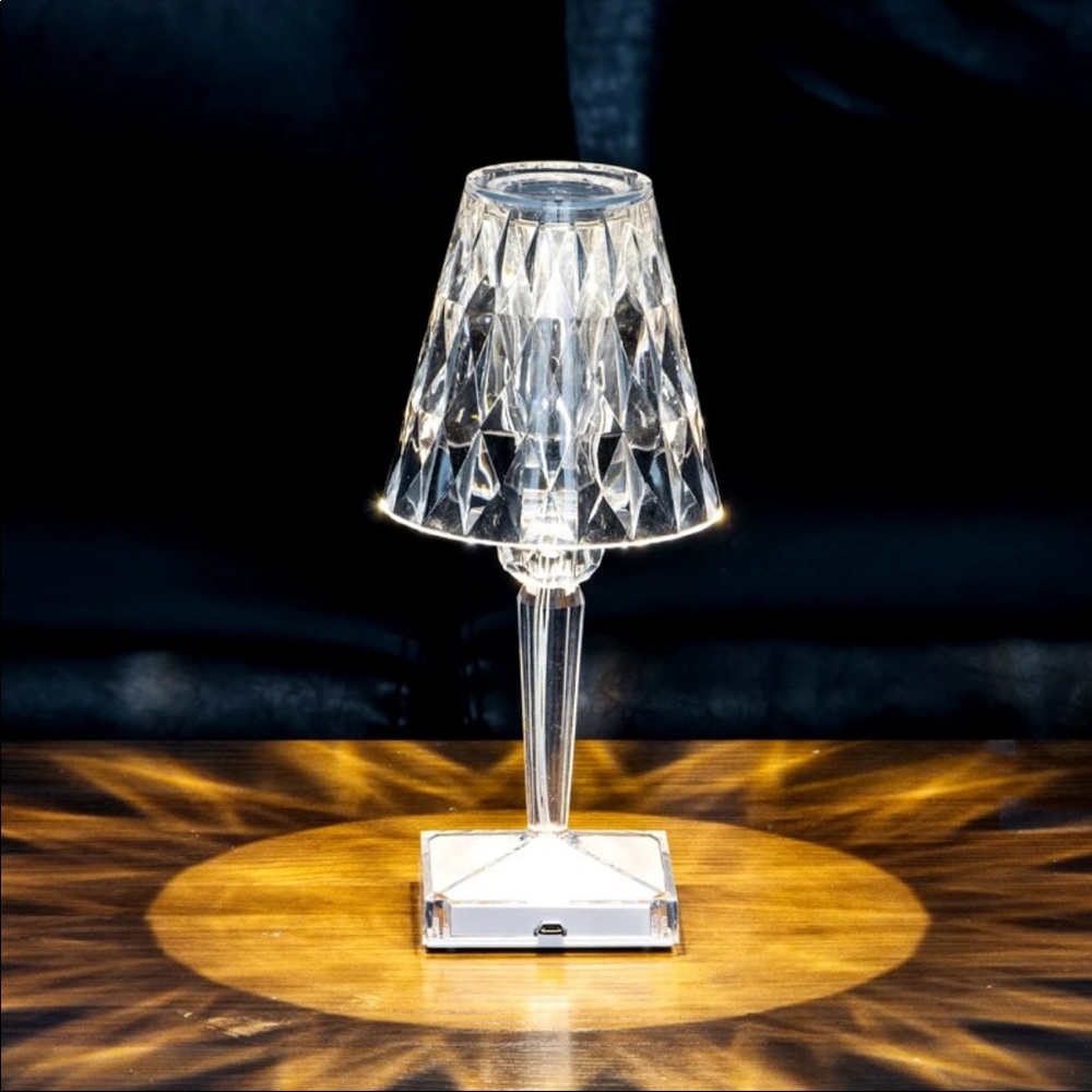 LED Diamond Crystal Projection Desk Lamp USB Charging Touch Sensor